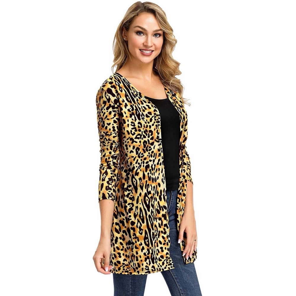 Satinior Leopard Cardigan Duster Medium NWT